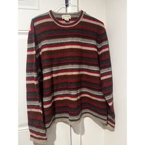Vintage Jcrew men's Lambswool Striped Sweater XL Red Gray Y2K‎ 90s HOLES